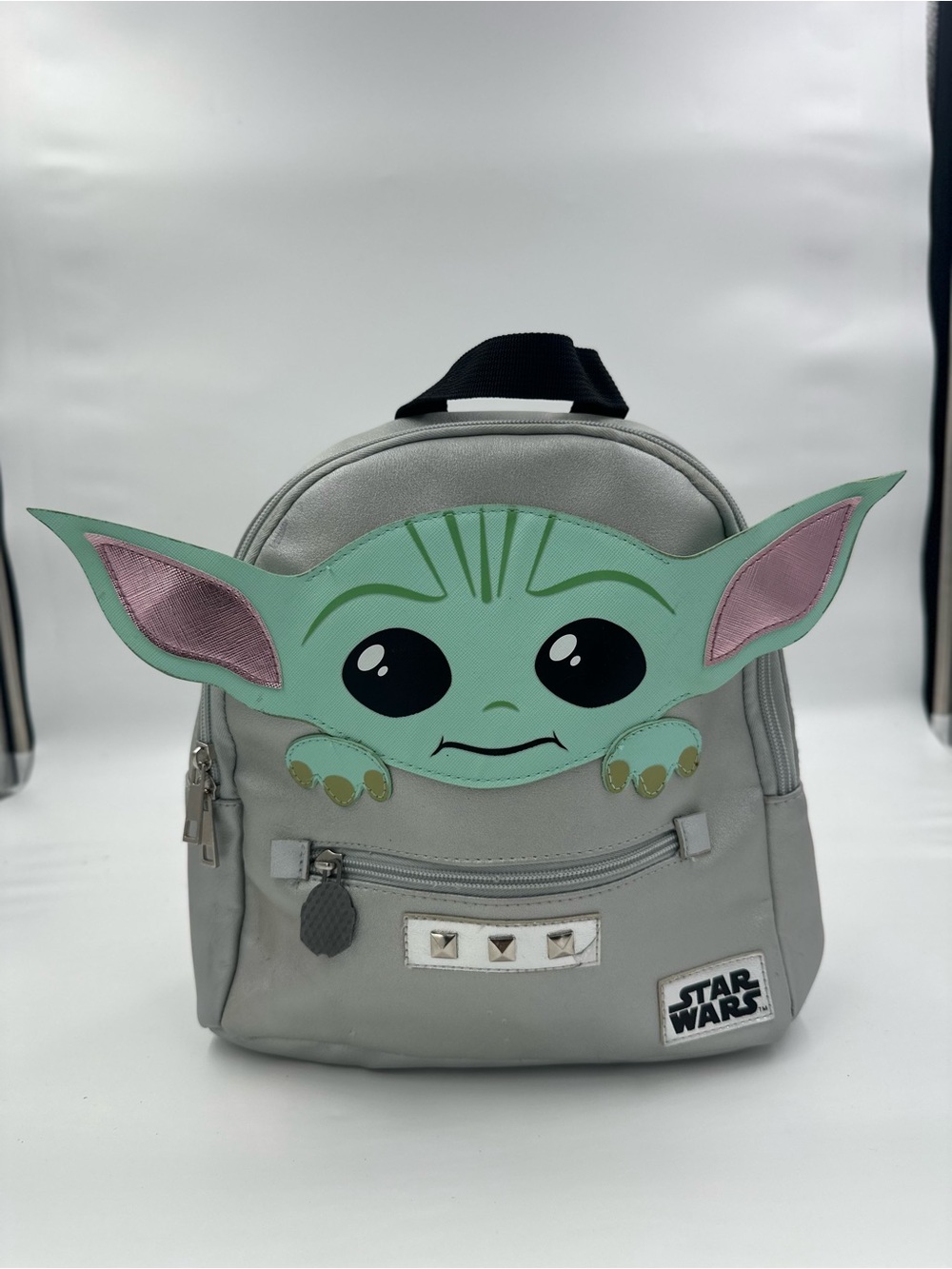 Star Wars Grogu Mini Backpack in Light Gray and Mint Green with Pink Ears
